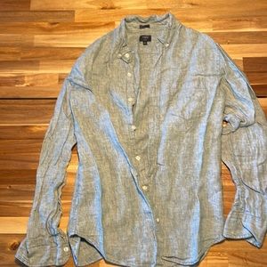 J.Crew LINEN Shirt, Mens Medium slim, green